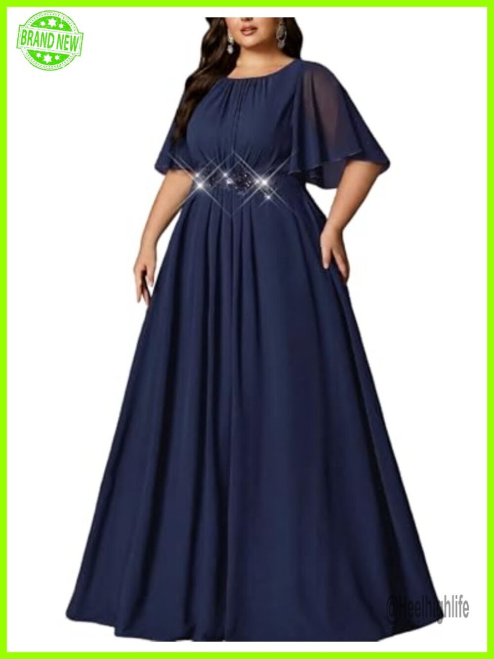 Plus Size A-Line Formal Gown Bridesmaid Dress Chiffon Maxi